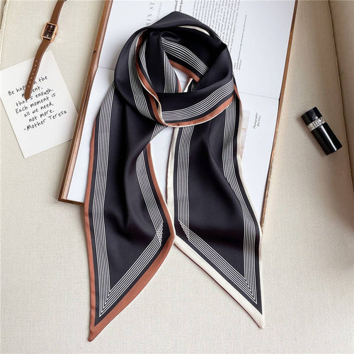 THIN SIMPLE GEOMETRIC LONG SILK HEAD SCARF_CWASC1521
