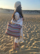 Pom Pom Beach Tote Bag | Handwoven Summer Bag | Size - Large