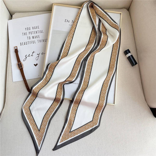 THIN SIMPLE GEOMETRIC LONG SILK HEAD SCARF_CWASC1521