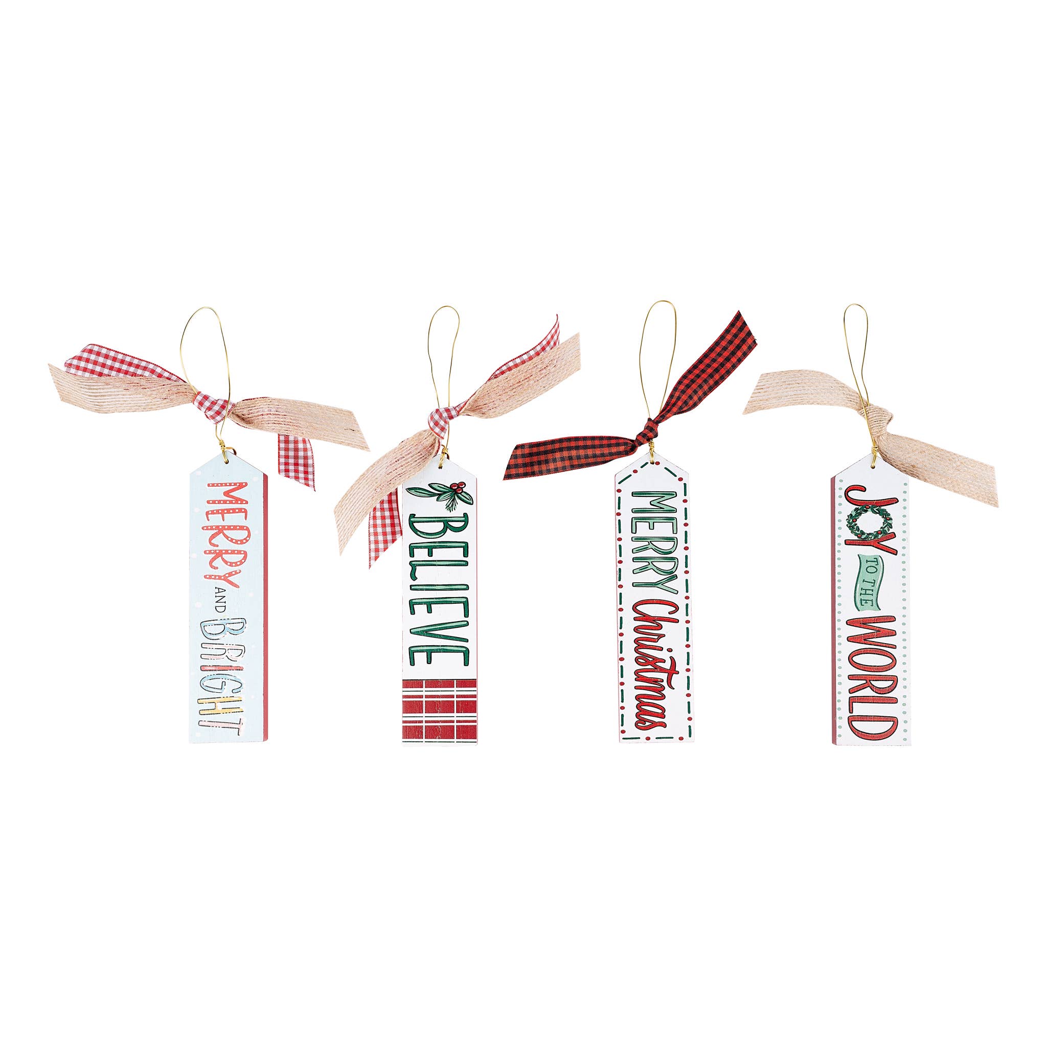 Christmas Ornaments Wood Set of 4- Christmas Décor