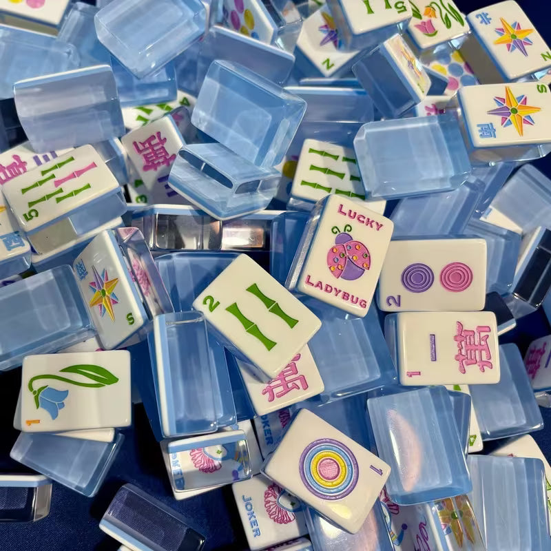 Blue Lucky Ladybug Mahjong Tiles