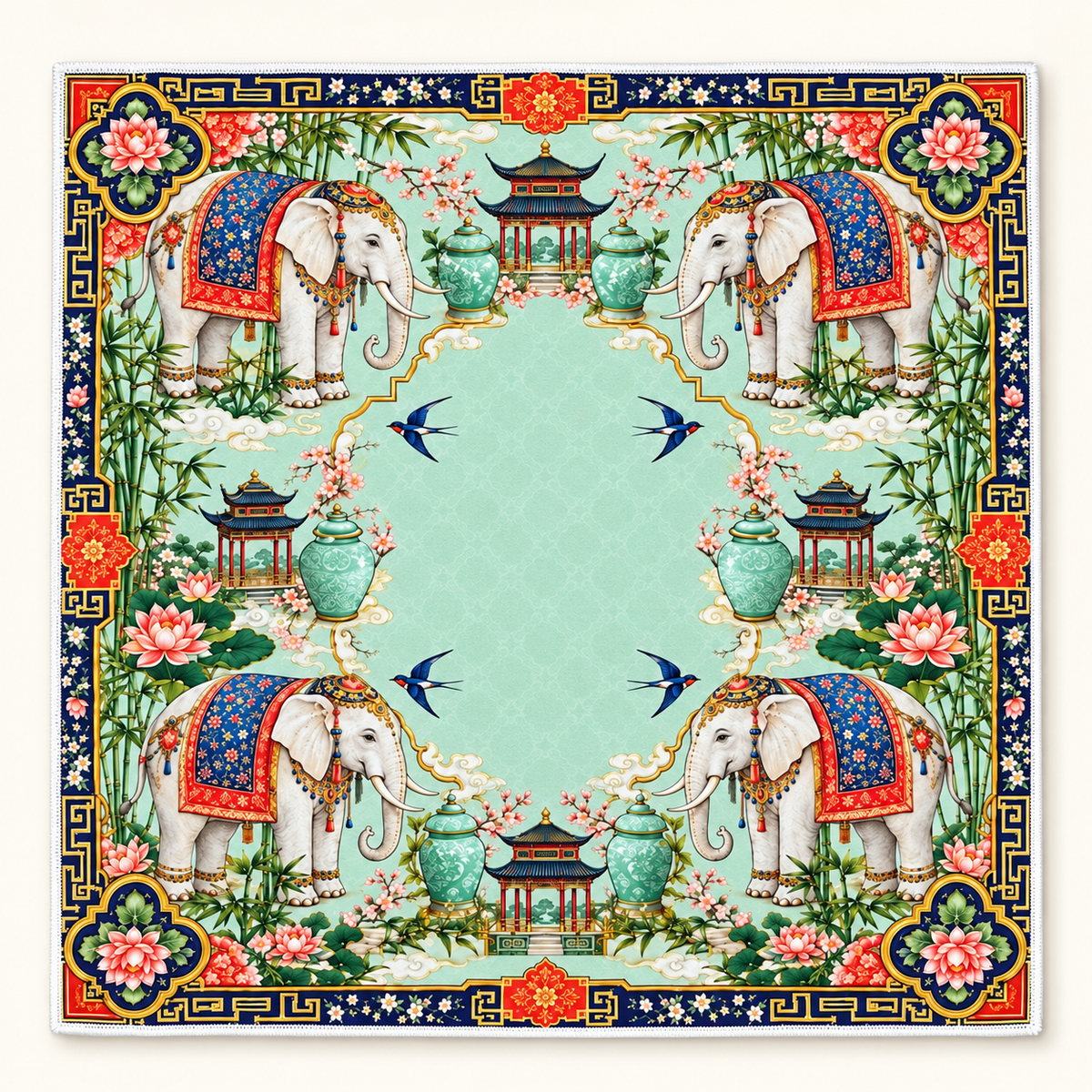 Mahjong Mat-Majestic Elephants