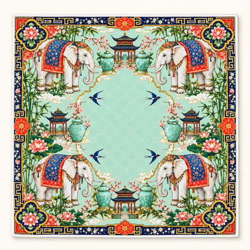 Mahjong Mat-Majestic Elephants