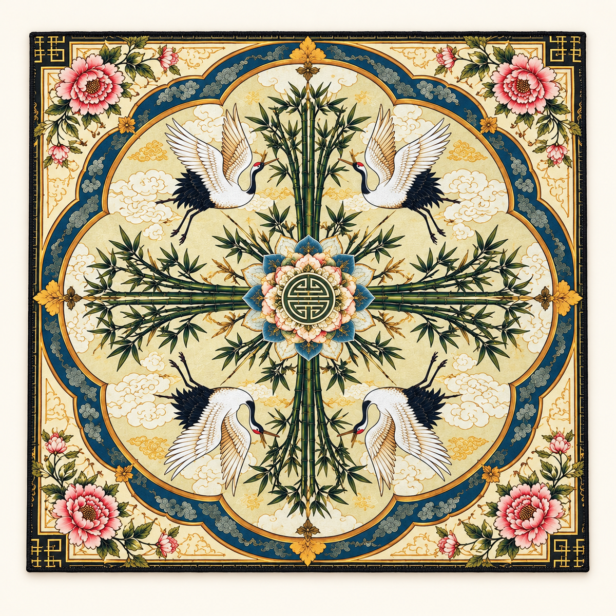 Mahjong Mat-Olive Cranes Mahjong Mat