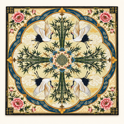 Mahjong Mat-Olive Cranes Mahjong Mat
