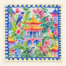 Mahjong Mat-Pagodas & Blue Birds
